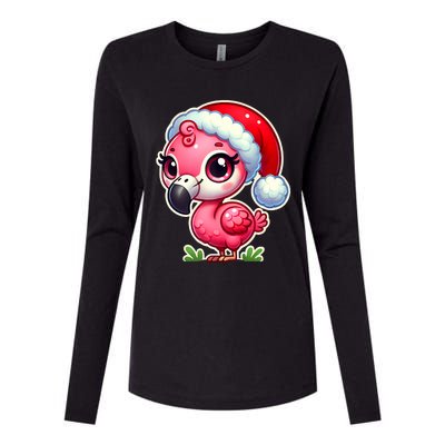 Flamingo Christmas Santa Claus Hat Xmas Holiday Tank Top Womens Cotton Relaxed Long Sleeve T-Shirt