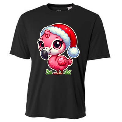 Flamingo Christmas Santa Claus Hat Xmas Holiday Tank Top Cooling Performance Crew T-Shirt