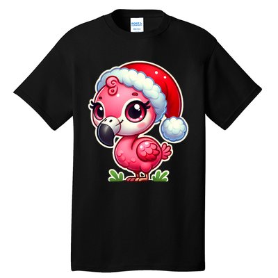 Flamingo Christmas Santa Claus Hat Xmas Holiday Tank Top Tall T-Shirt