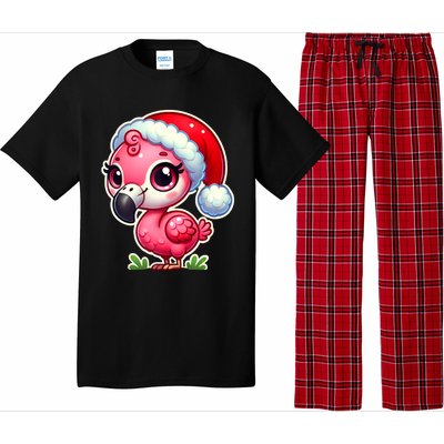 Flamingo Christmas Santa Claus Hat Xmas Holiday Tank Top Pajama Set