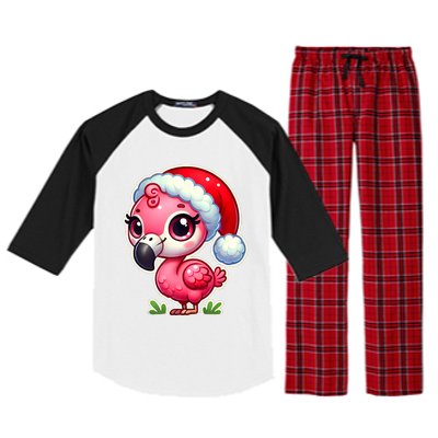 Flamingo Christmas Santa Claus Hat Xmas Holiday Tank Top Raglan Sleeve Pajama Set