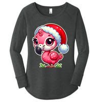 Flamingo Christmas Santa Claus Hat Xmas Holiday Tank Top Women's Perfect Tri Tunic Long Sleeve Shirt