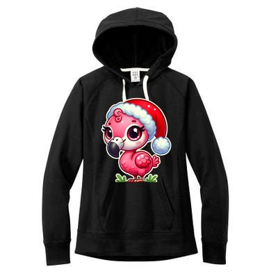 Flamingo Christmas Santa Claus Hat Xmas Holiday Tank Top Women's Fleece Hoodie