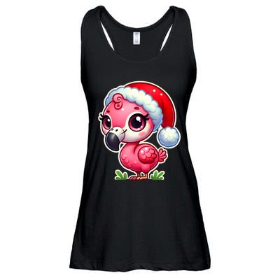 Flamingo Christmas Santa Claus Hat Xmas Holiday Tank Top Ladies Essential Flowy Tank