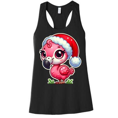 Flamingo Christmas Santa Claus Hat Xmas Holiday Tank Top Women's Racerback Tank