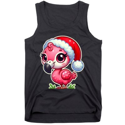 Flamingo Christmas Santa Claus Hat Xmas Holiday Tank Top Tank Top