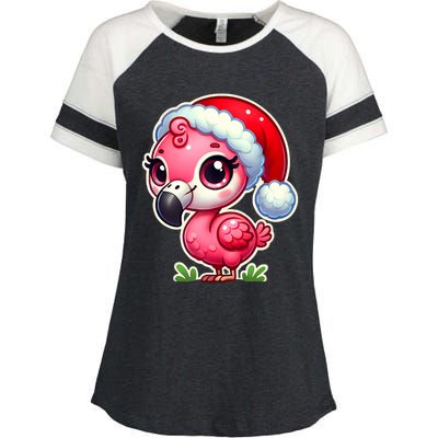 Flamingo Christmas Santa Claus Hat Xmas Holiday Tank Top Enza Ladies Jersey Colorblock Tee