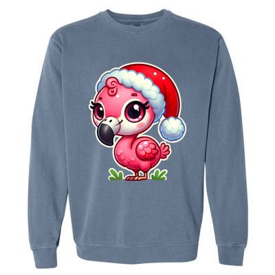 Flamingo Christmas Santa Claus Hat Xmas Holiday Tank Top Garment-Dyed Sweatshirt