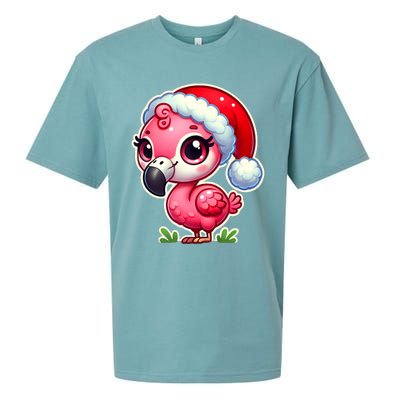 Flamingo Christmas Santa Claus Hat Xmas Holiday Tank Top Sueded Cloud Jersey T-Shirt