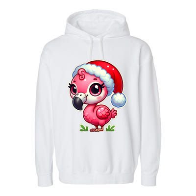 Flamingo Christmas Santa Claus Hat Xmas Holiday Tank Top Garment-Dyed Fleece Hoodie