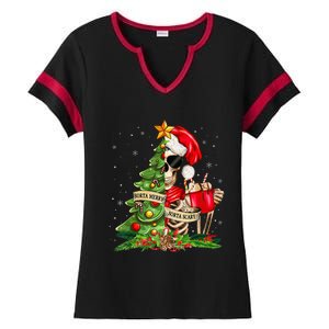 Funny Christmas Sorta Merry Sorta Scary Skeleton Xmas Tree Ladies Halftime Notch Neck Tee