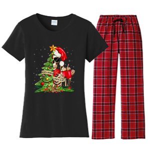 Funny Christmas Sorta Merry Sorta Scary Skeleton Xmas Tree Women's Flannel Pajama Set