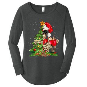 Funny Christmas Sorta Merry Sorta Scary Skeleton Xmas Tree Women's Perfect Tri Tunic Long Sleeve Shirt