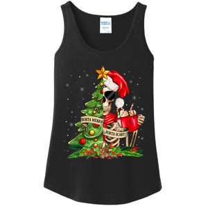 Funny Christmas Sorta Merry Sorta Scary Skeleton Xmas Tree Ladies Essential Tank