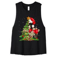 Funny Christmas Sorta Merry Sorta Scary Skeleton Xmas Tree Women's Racerback Cropped Tank