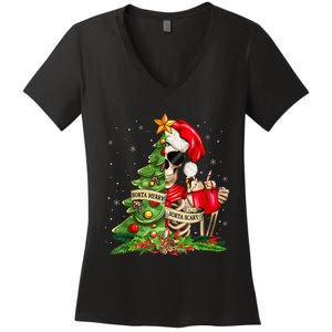 Funny Christmas Sorta Merry Sorta Scary Skeleton Xmas Tree Women's V-Neck T-Shirt