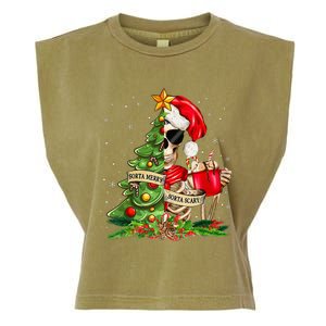 Funny Christmas Sorta Merry Sorta Scary Skeleton Xmas Tree Garment-Dyed Women's Muscle Tee