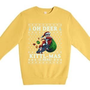 Funny Christmas Santa Claus Is Coming With Funny Gift Premium Crewneck Sweatshirt