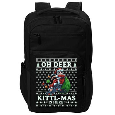 Funny Christmas Santa Claus Is Coming With Funny Gift Impact Tech Backpack