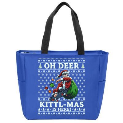 Funny Christmas Santa Claus Is Coming With Funny Gift Zip Tote Bag