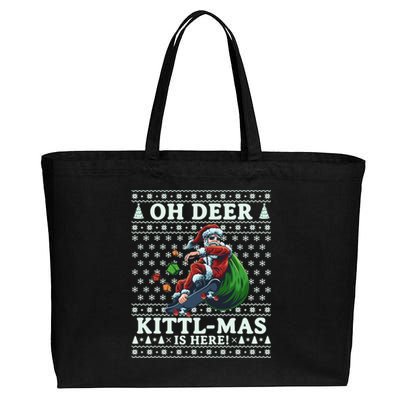 Funny Christmas Santa Claus Is Coming With Funny Gift Cotton Canvas Jumbo Tote