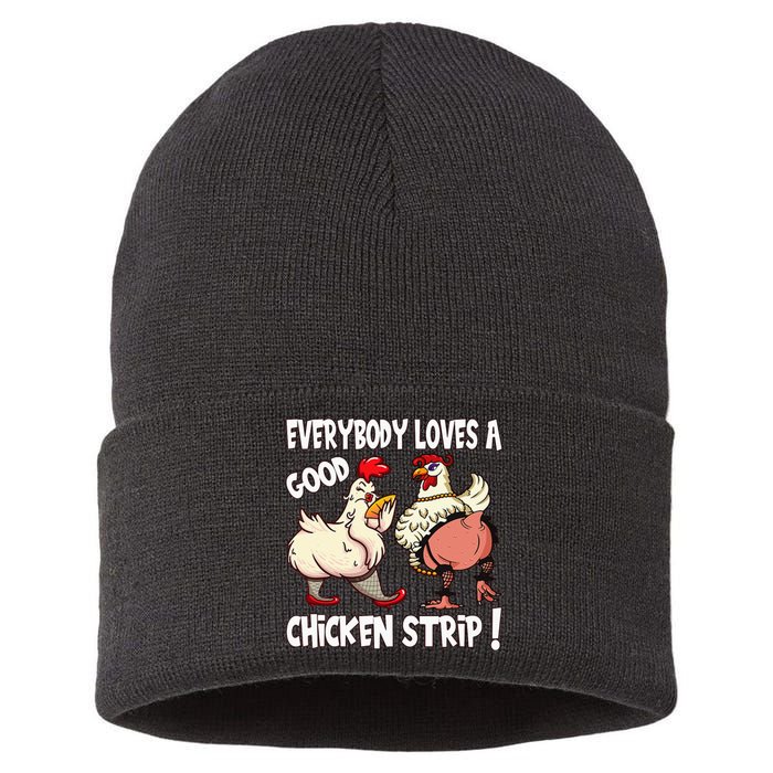 Funny Chicken Strip Saying For Men And Women Adult Humor Sustainable Knit Beanie