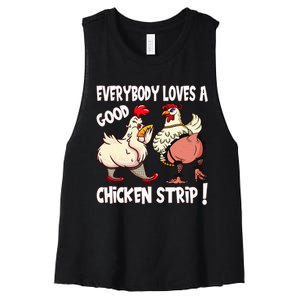 Funny Chicken Strip Saying For Men And Women Adult Humor Women's Racerback Cropped Tank