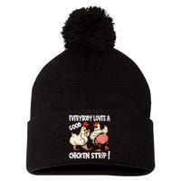 Funny Chicken Strip Saying For Men And Women Adult Humor Pom Pom 12in Knit Beanie