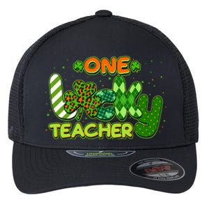 Funny Cute St Patrick's Day One Lucky Teacher Flexfit Unipanel Trucker Cap