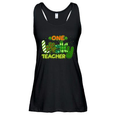 Funny Cute St Patrick's Day One Lucky Teacher Ladies Essential Flowy Tank
