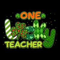 Funny Cute St Patrick's Day One Lucky Teacher Flatbill Hat