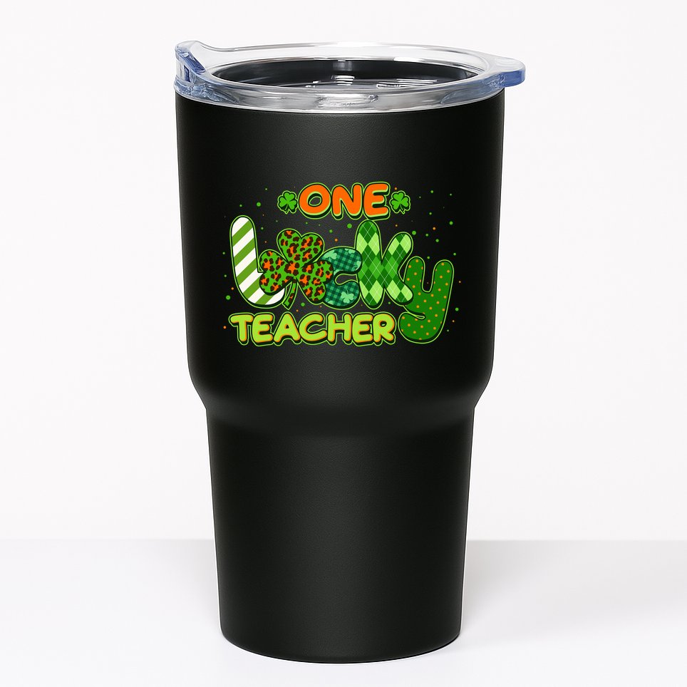 Funny Cute St Patrick's Day One Lucky Teacher Tumbler