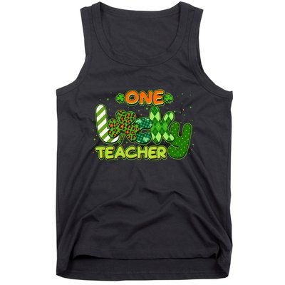 Funny Cute St Patrick's Day One Lucky Teacher Tank Top