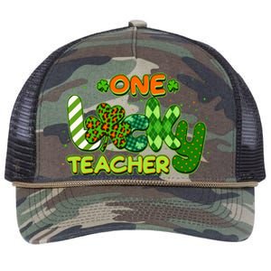 Funny Cute St Patrick's Day One Lucky Teacher Retro Rope Trucker Hat Cap