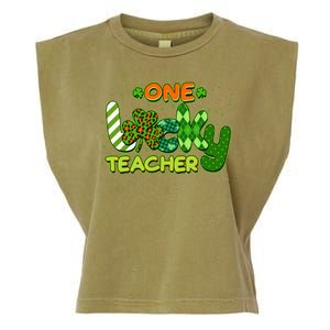 Funny Cute St Patrick's Day One Lucky Teacher Garment-Dyed Women's Muscle Tee