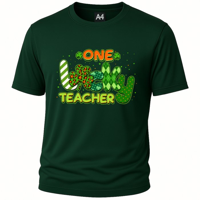 Funny Cute St Patrick's Day One Lucky Teacher Cooling Performance Crew T-Shirt