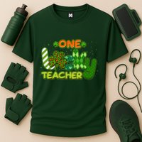 Funny Cute St Patrick's Day One Lucky Teacher Cooling Performance Crew T-Shirt