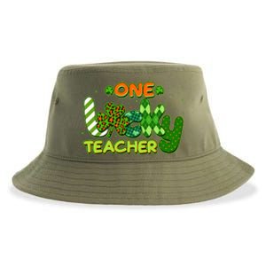 Funny Cute St Patrick's Day One Lucky Teacher Sustainable Bucket Hat