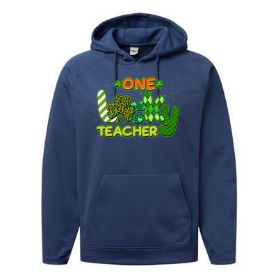 Funny Cute St Patrick's Day One Lucky Teacher Performance Fleece Hoodie