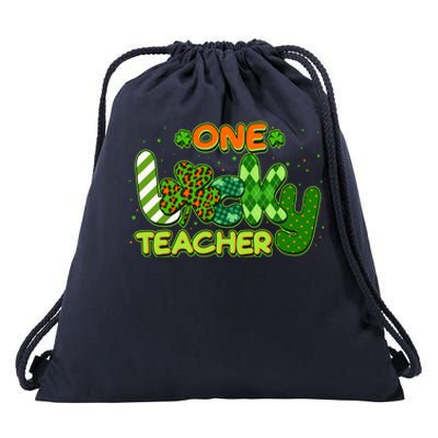 Funny Cute St Patrick's Day One Lucky Teacher Drawstring Bag