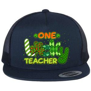 Funny Cute St Patrick's Day One Lucky Teacher Flat Bill Trucker Hat