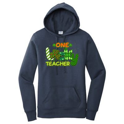 Funny Cute St Patrick's Day One Lucky Teacher Women's Pullover Hoodie