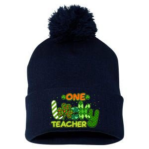 Funny Cute St Patrick's Day One Lucky Teacher Pom Pom 12in Knit Beanie