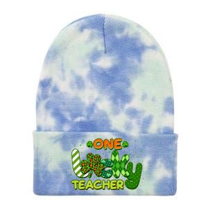 Funny Cute St Patrick's Day One Lucky Teacher Tie Dye 12in Knit Beanie