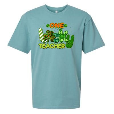 Funny Cute St Patrick's Day One Lucky Teacher Sueded Cloud Jersey T-Shirt