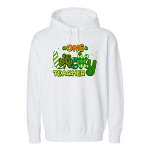 Funny Cute St Patrick's Day One Lucky Teacher Garment-Dyed Fleece Hoodie