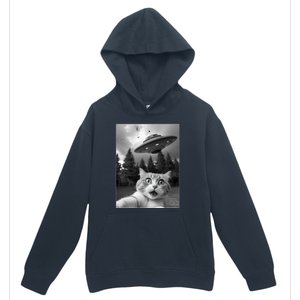 Funny Cat Selfie With A Ufo Urban Pullover Hoodie