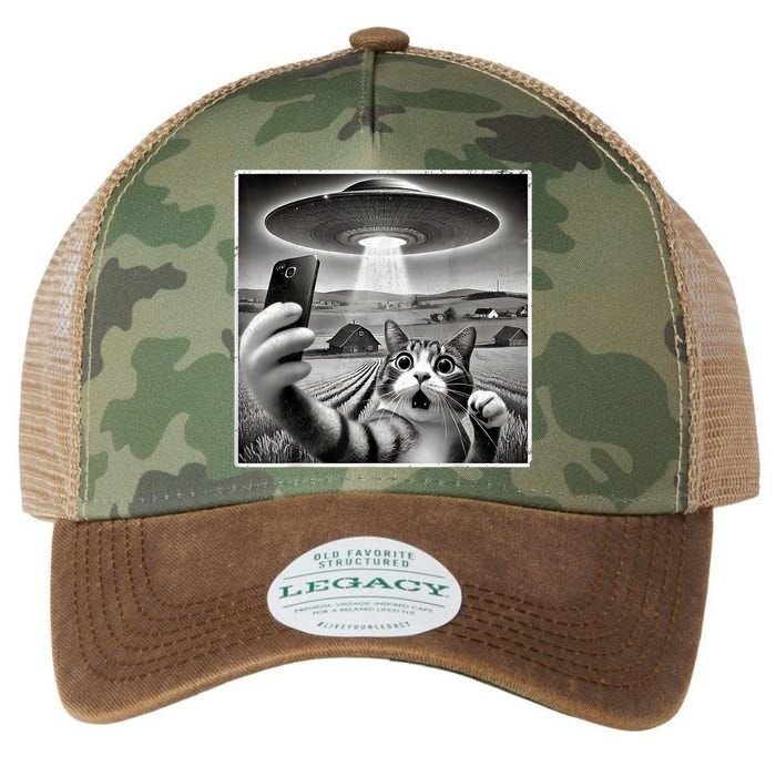 Funny Cat Selfie With Alien UFO Cat Legacy Tie Dye Trucker Hat