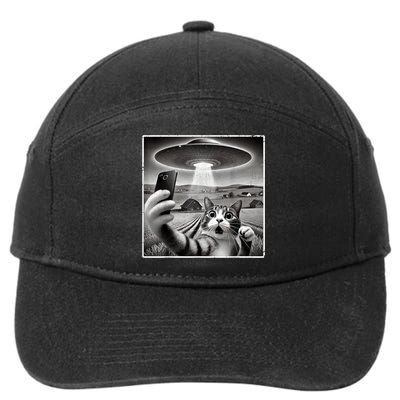 Funny Cat Selfie With Alien UFO Cat 7-Panel Snapback Hat