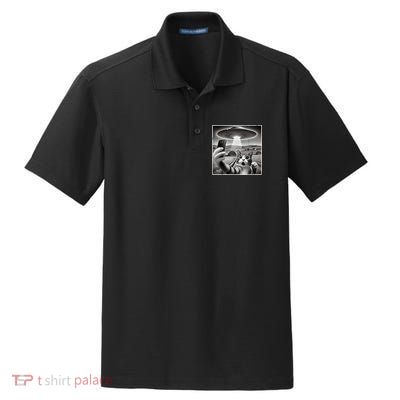 Funny Cat Selfie With Alien UFO Cat Dry Zone Grid Polo